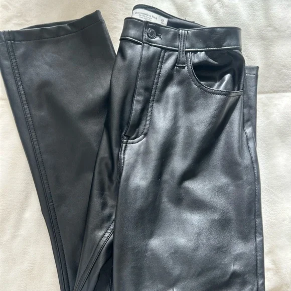 Abercrombie & Fitch Black Leather-Style Trousers - Picture 2 of 2
